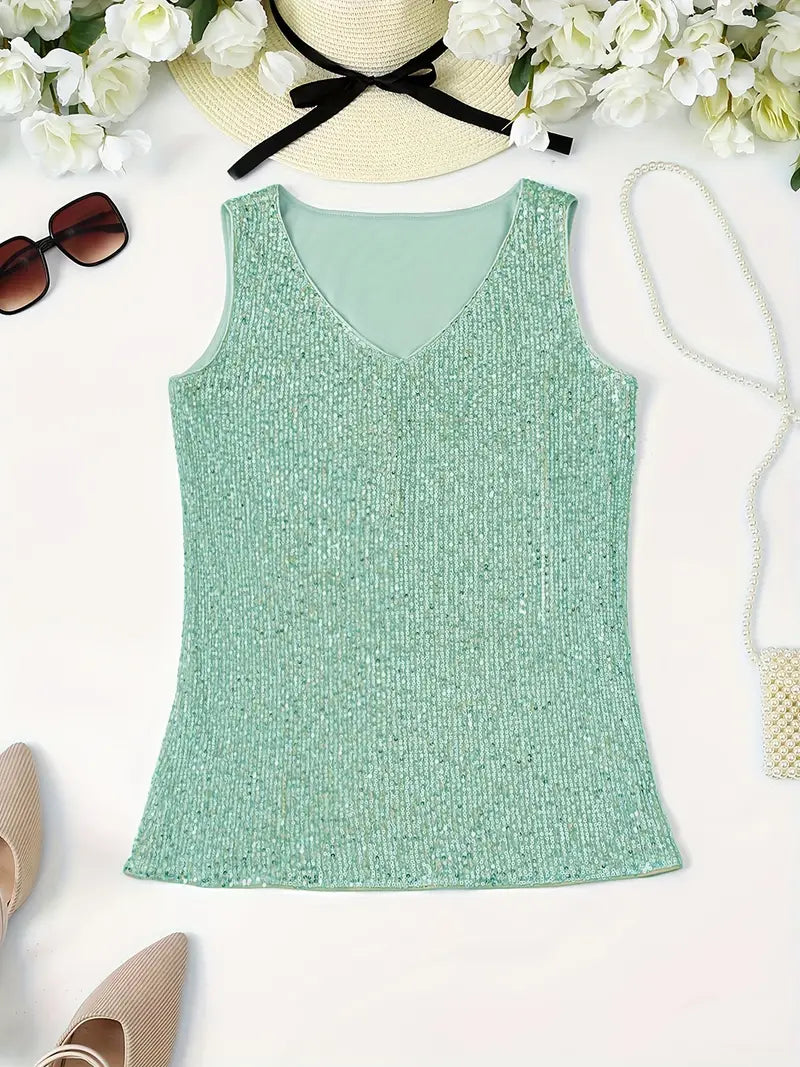 GR | Elegant sleeveless top with sequins