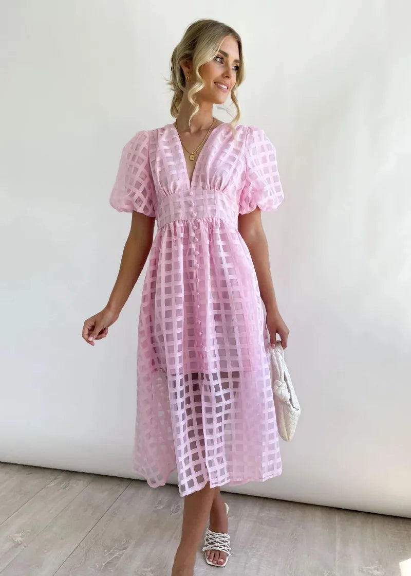 GR | Puffärmel Midi-Kleid