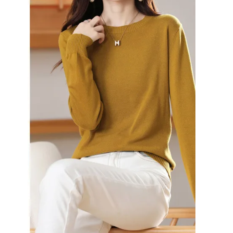 GR | Cashmere Pullover Damen Klassischer Rundhals, Weich & Atmungsaktiv