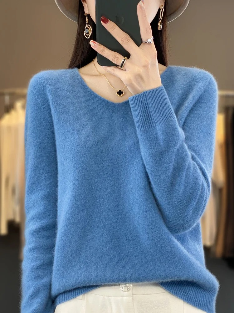 GR | Women's Cashmere Pullover, Elegant V-neck, Soft & Comfortable