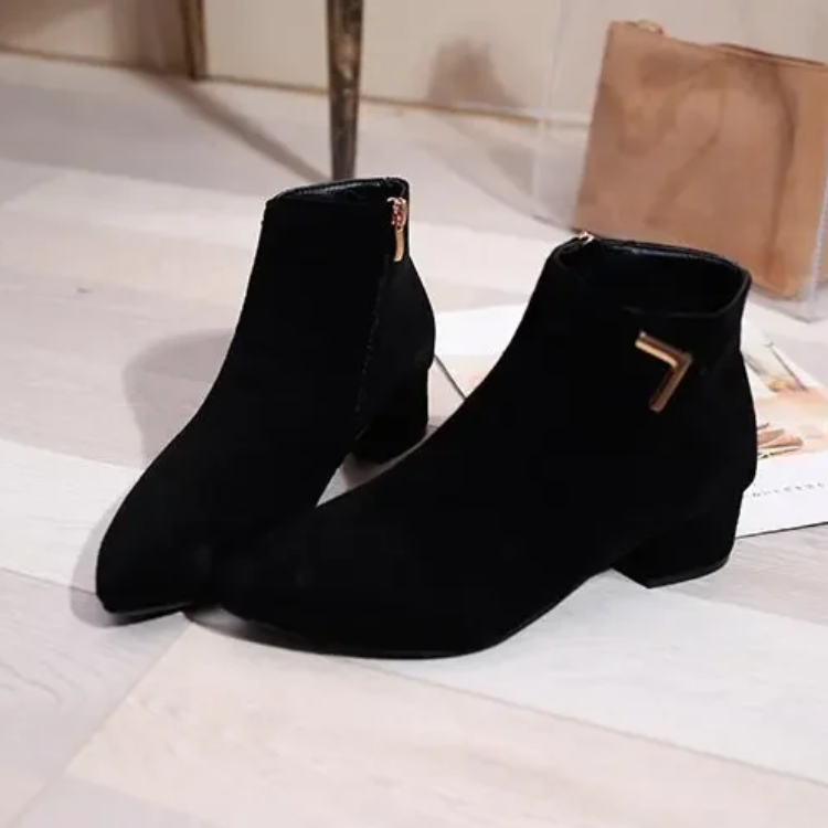 GR | Ankle boots with pointed toe and side zipper, women's ankle boots