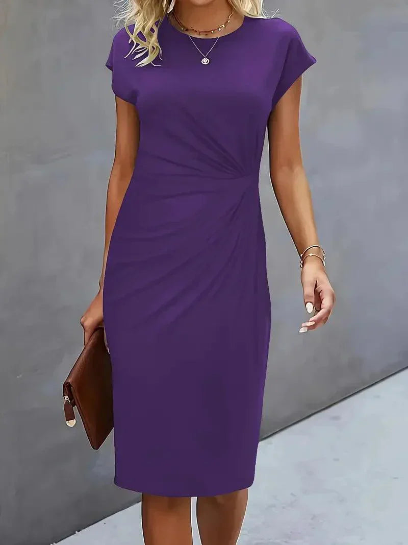 GR | Stilvolles Schmales Kleid Mit Rundhalsausschnitt