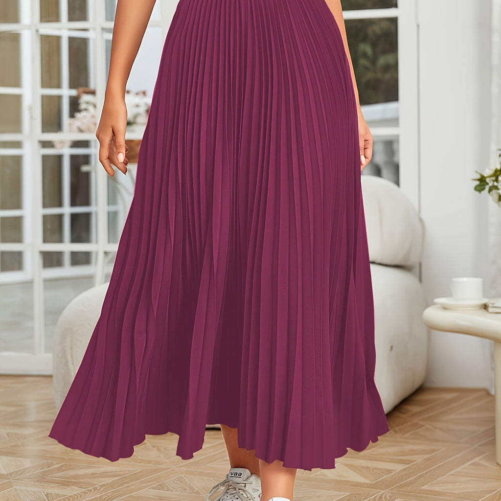 GR | Pleated plain curly skirt