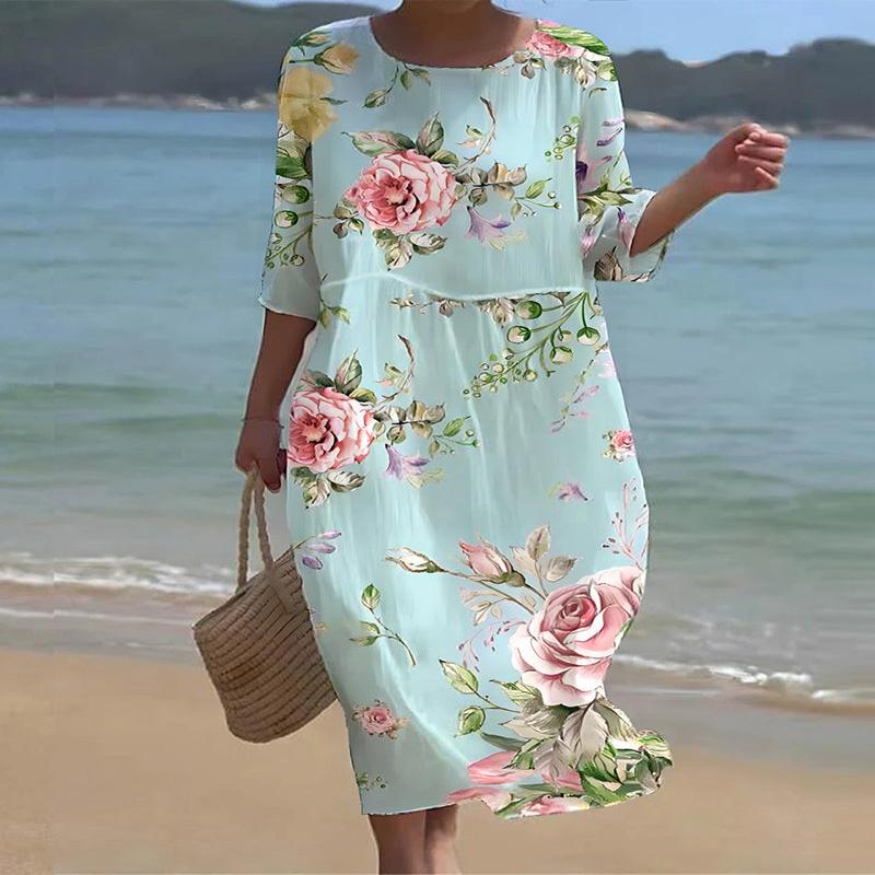 GR | Elegantes Bauchbedeckendes Blumenkleid