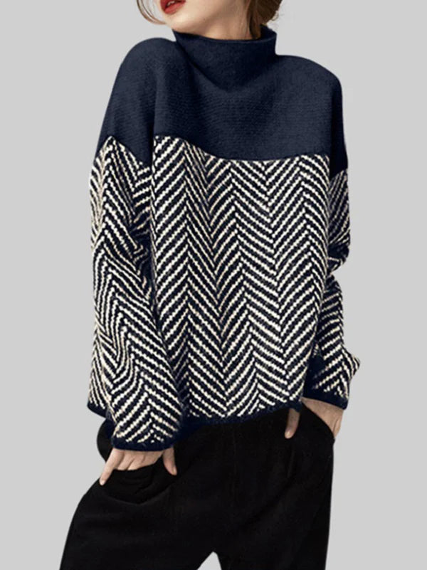 GR | Damen Rollkragenpullover mit Zweifarbdesign