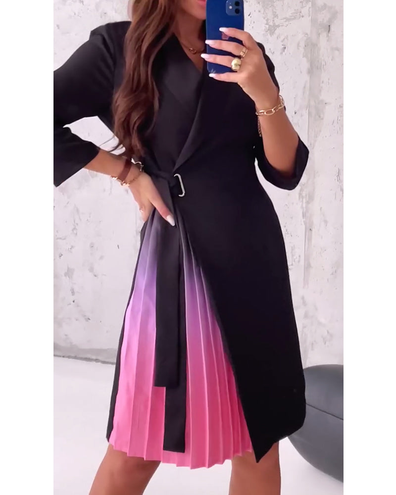 GR | Stilvolle plissierte Kleid mit Taillengurt