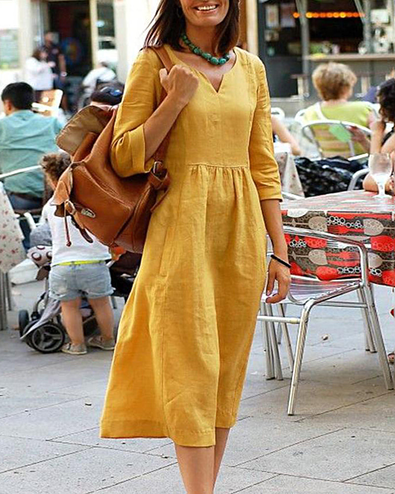 GR | Elegante Leinen Tunika Kleid - Stilvolles Leinen Kleid für einen Raffinierten Look
