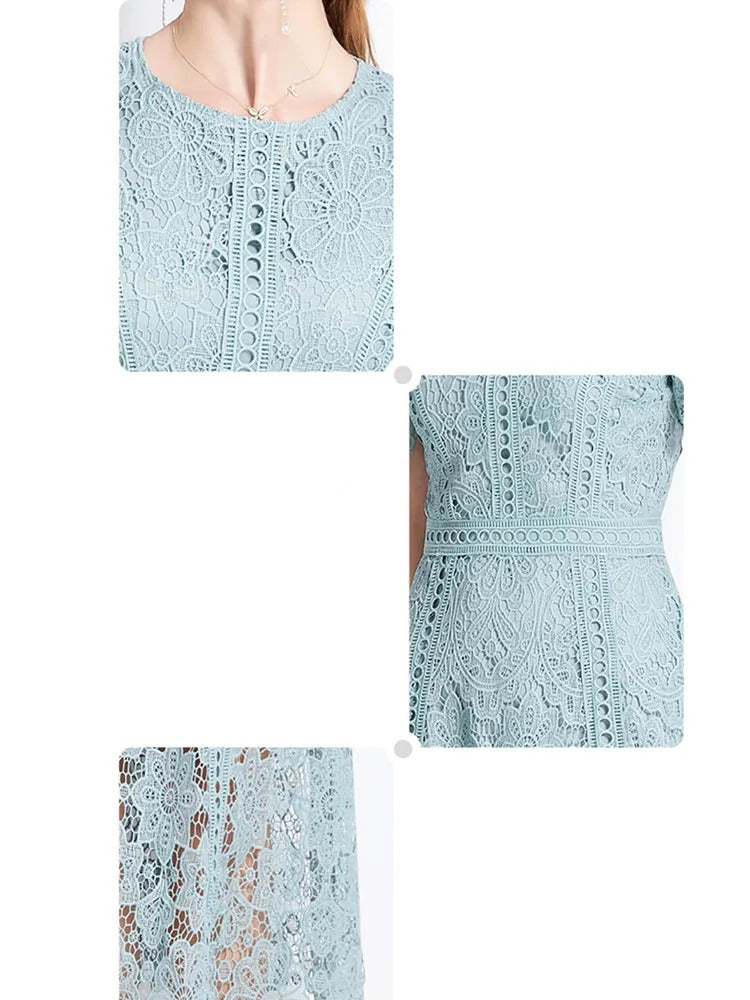 GR | Elegantes Spitzenkleid Midi-Länge