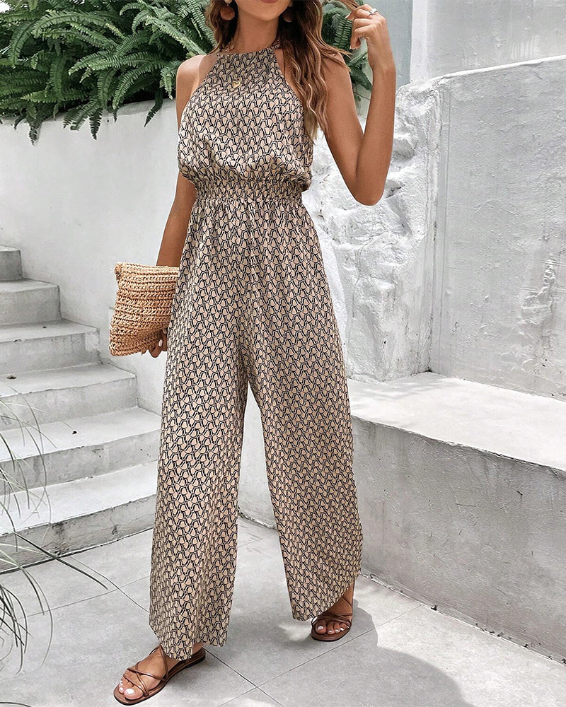 GR | Sleeveless jumpsuit with hanging neck strap 