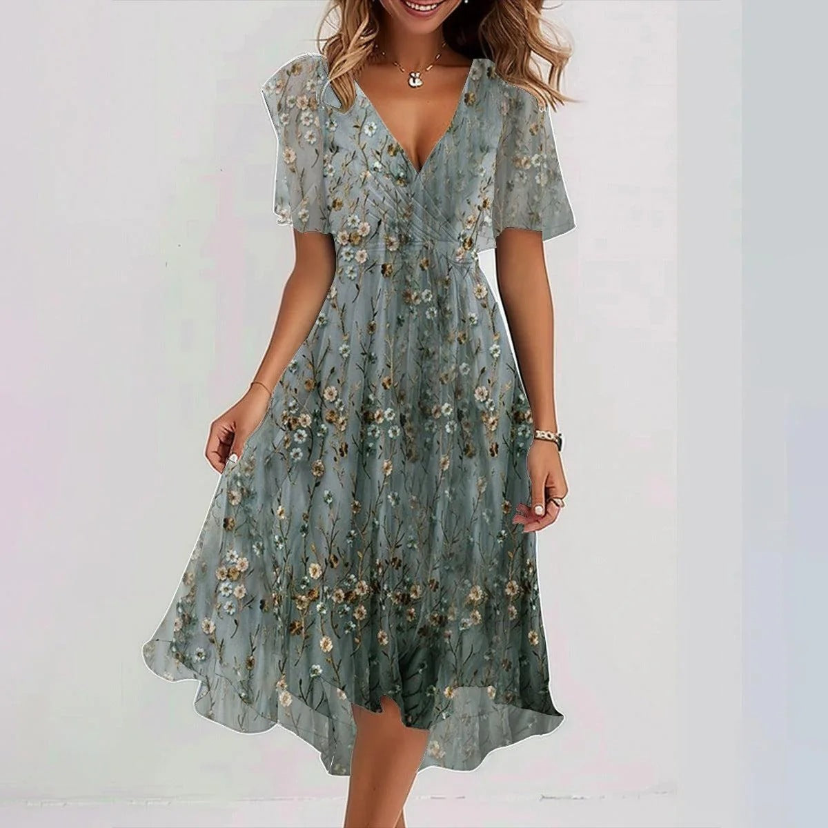 GR | Damenkleid Mit V-ausschnitt