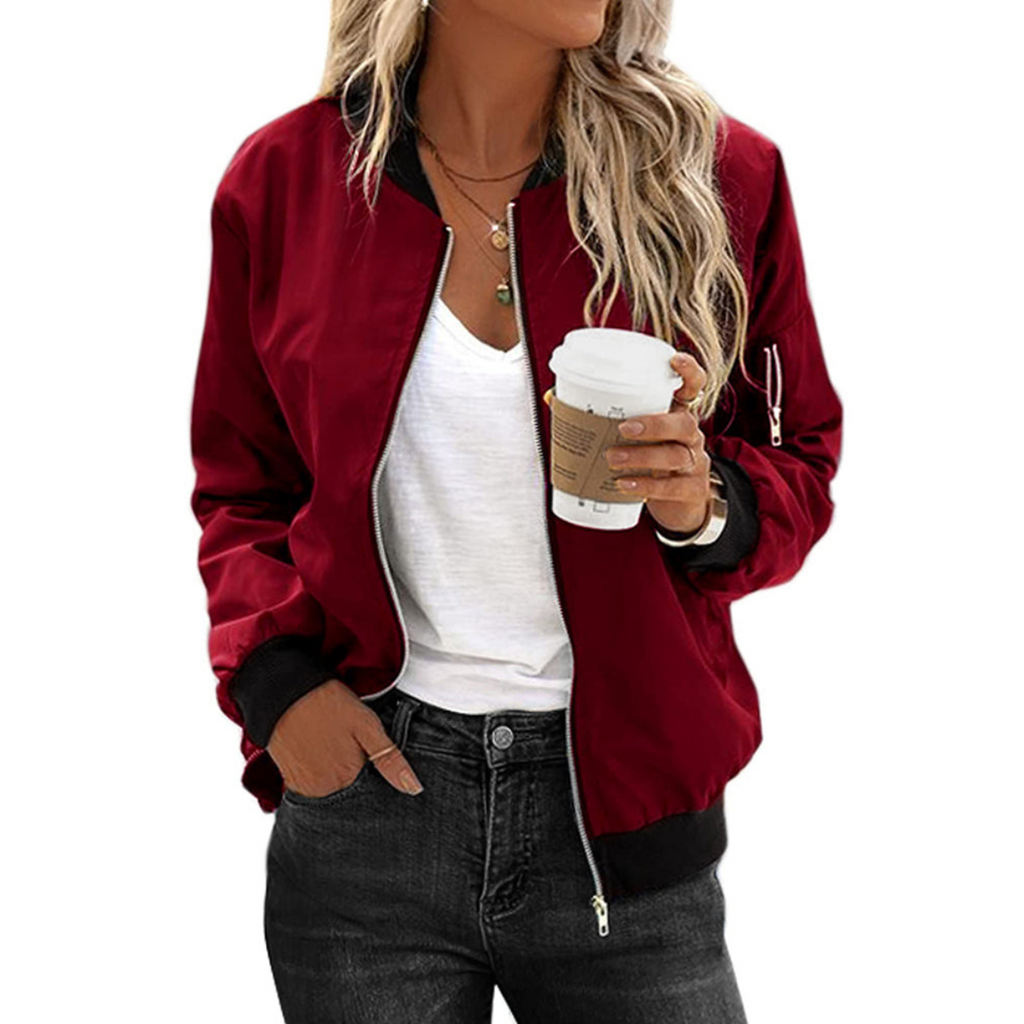 GR | Casual Zip Bomber Jacket for Women