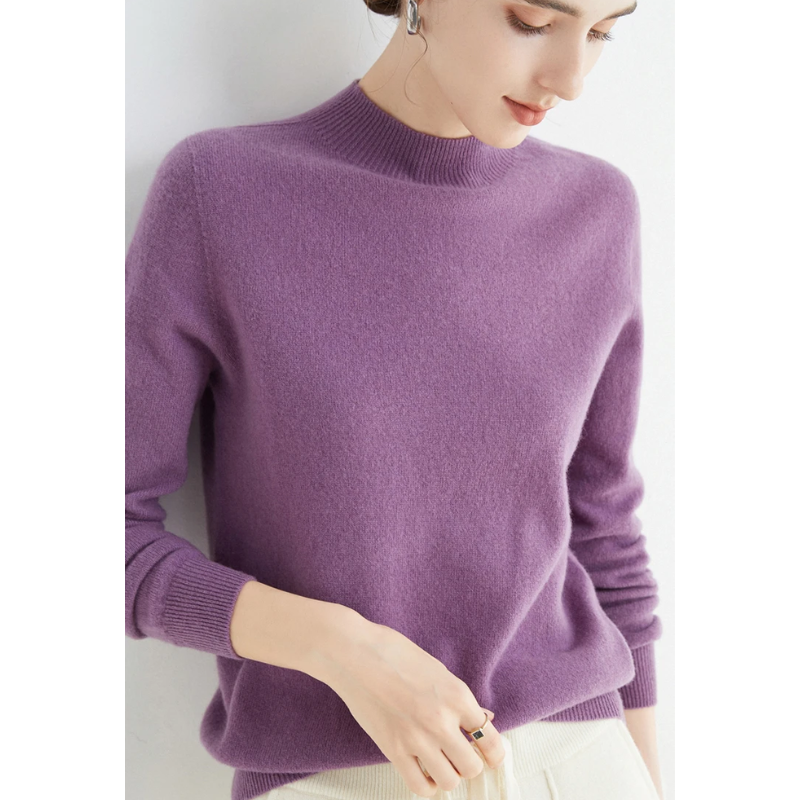 GR | Women's Cashmere Round Neck Sweater - Soft and Lightweight Knit Sweater