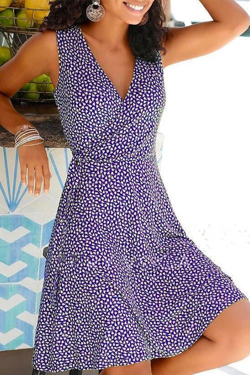 GR | Rosiedress Wrap V-Neck Printed Swing Tank Dress