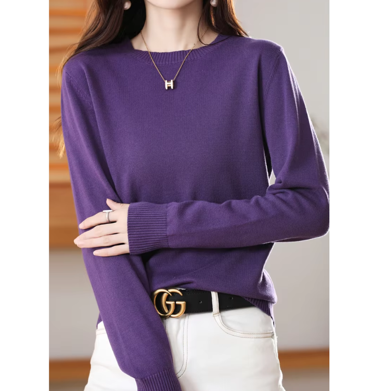 GR | Cashmere Pullover Damen Klassischer Rundhals, Weich & Atmungsaktiv