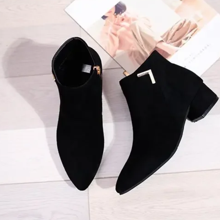 GR | Ankle boots with pointed toe and side zipper, women's ankle boots