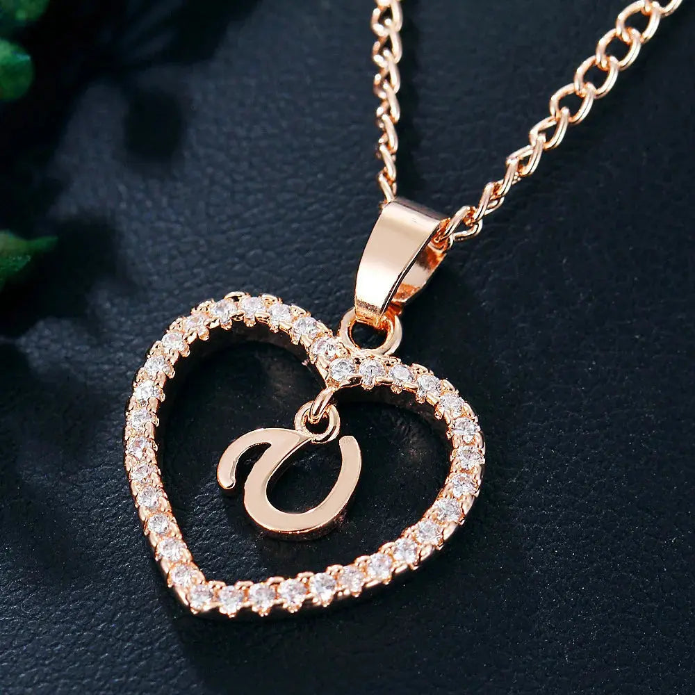 GR | Letter Zircon Love Necklace Jewelry Pendant