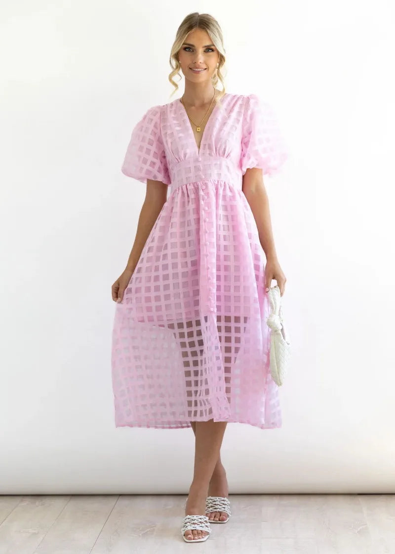 GR | Puffärmel Midi-Kleid