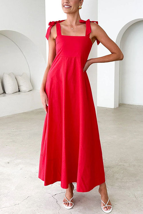 GR | Rosiedress Bow Shoulder Empire Waist Swing Maxi Cami Dress