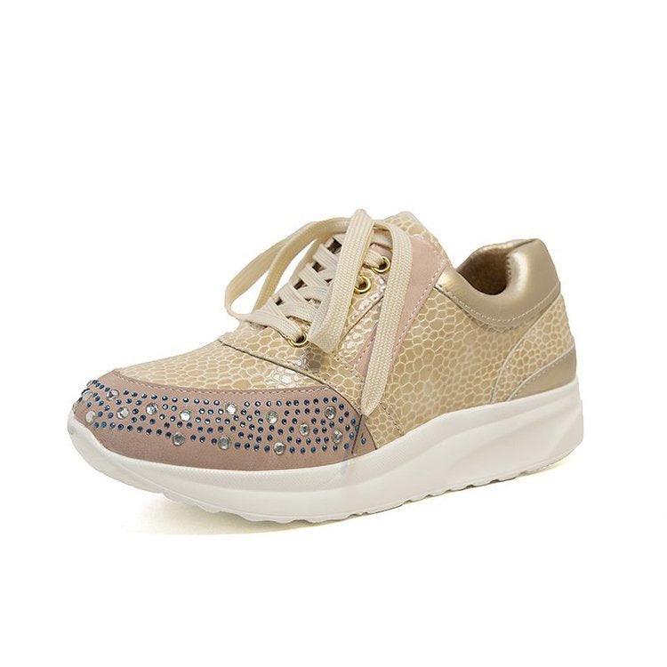 Damen Sportliche Sneakers mit Glitzerelementen und ergonomischer Sohle GR