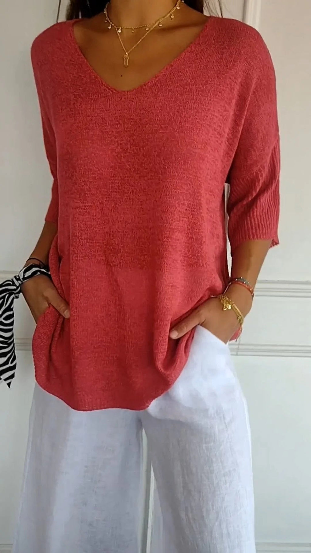 GR knitted top with V-neck