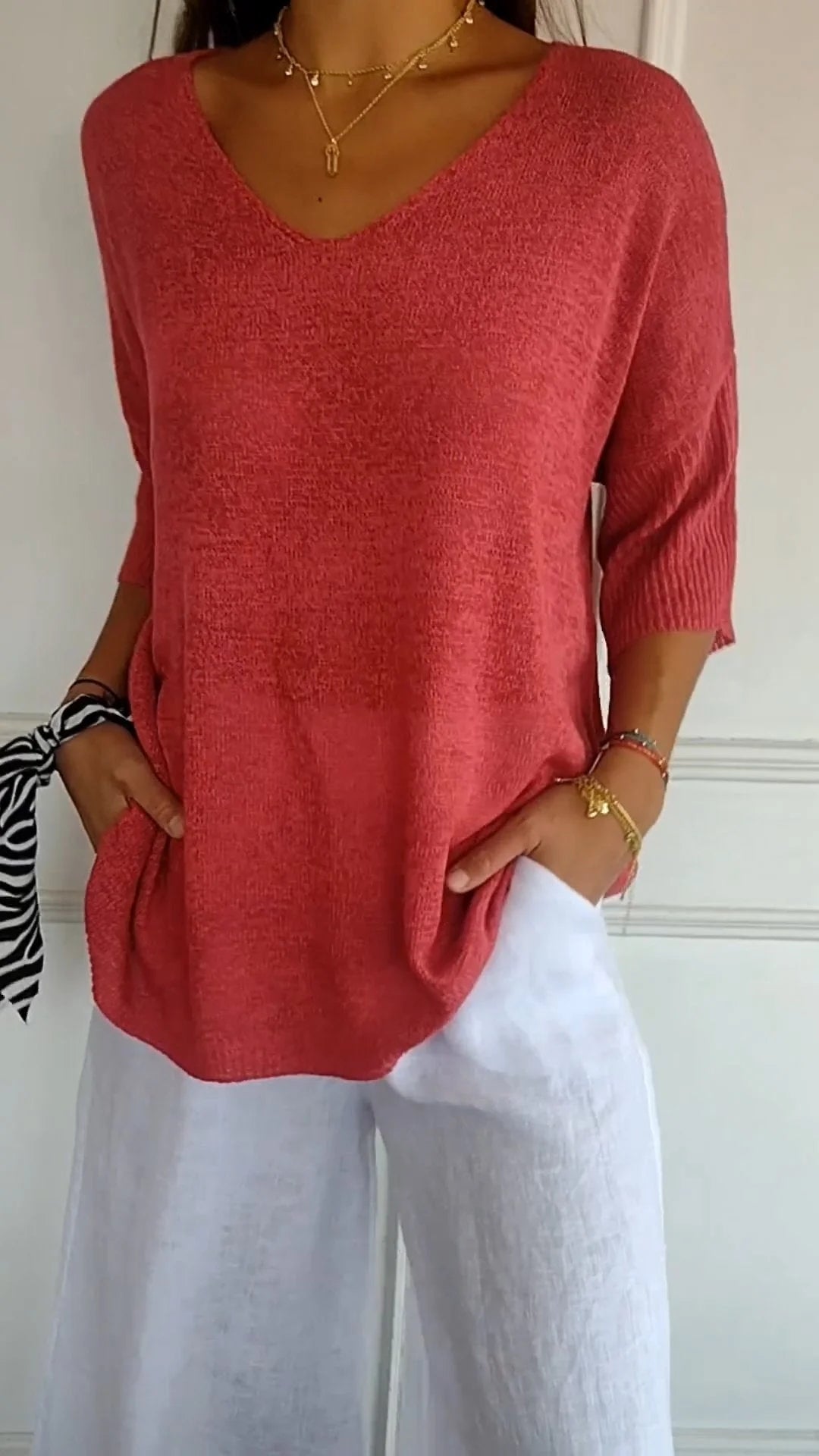 GR knitted top with V-neck