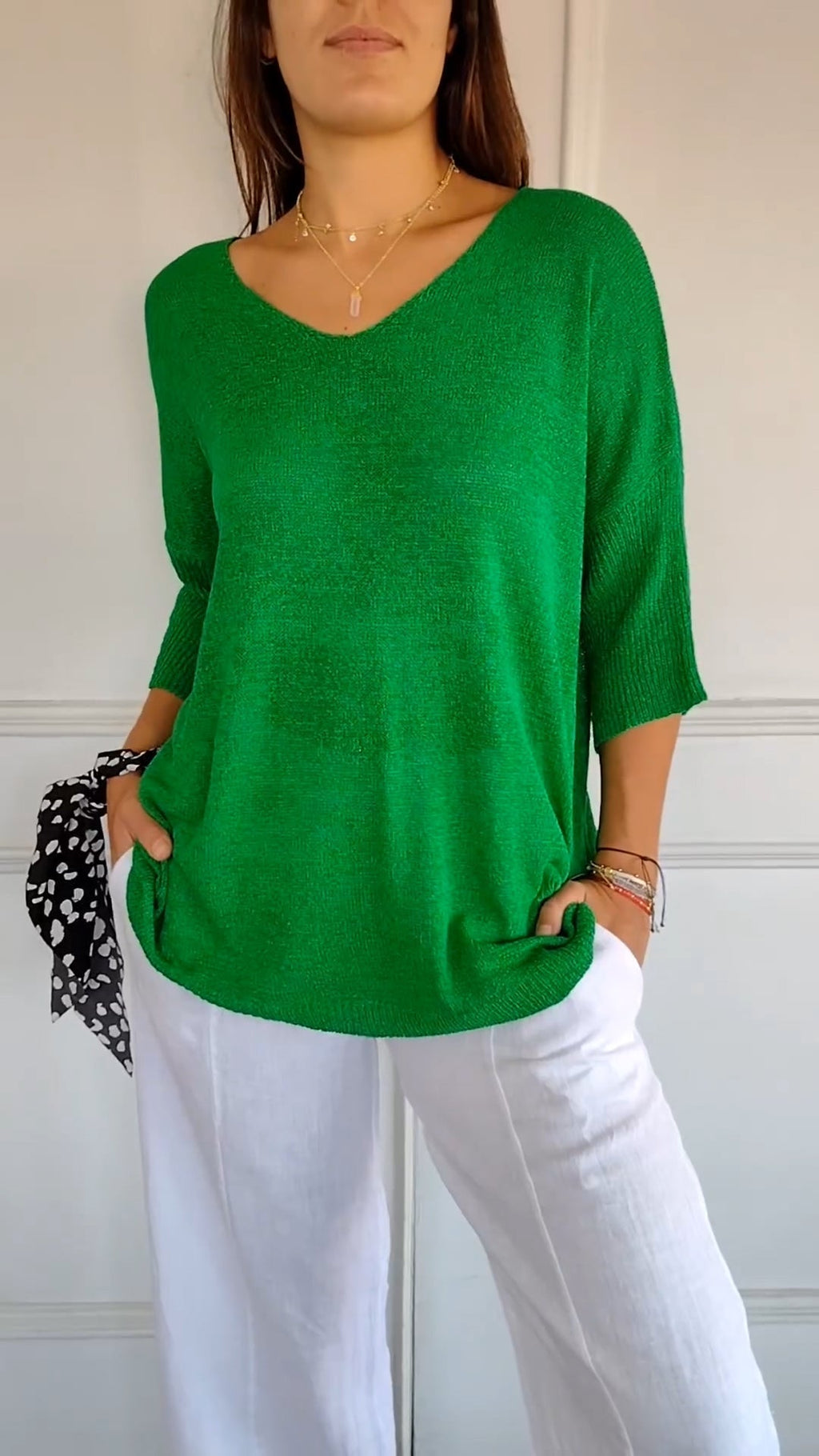 GR knitted top with V-neck