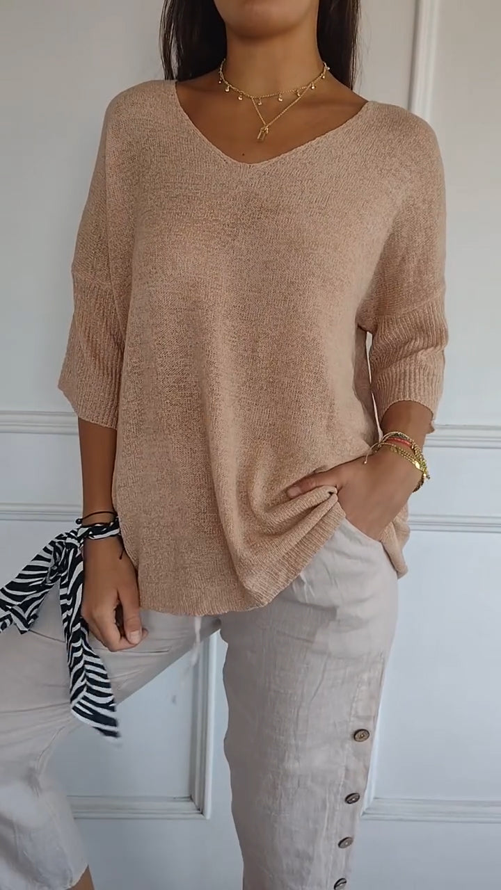 GR knitted top with V-neck