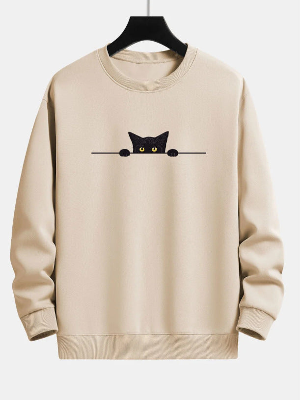 GR | Relax Fit Sweatshirt with Black Cat Print