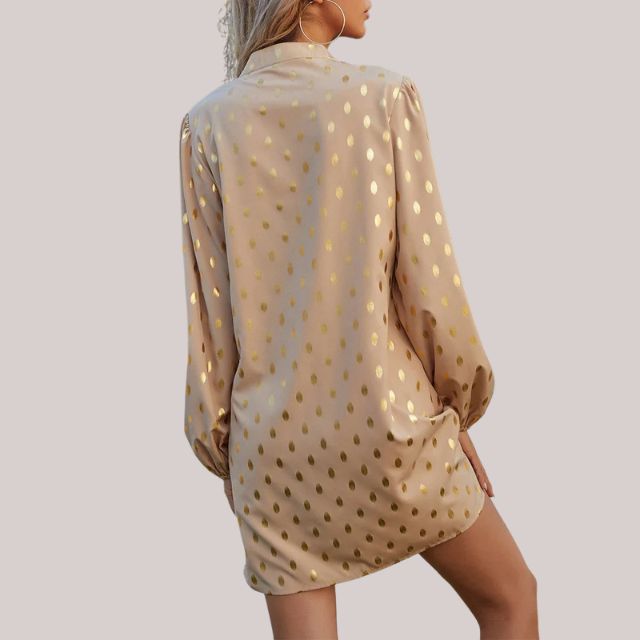 GR | Luxuriöses Schiftkleid mit Punktemuster
