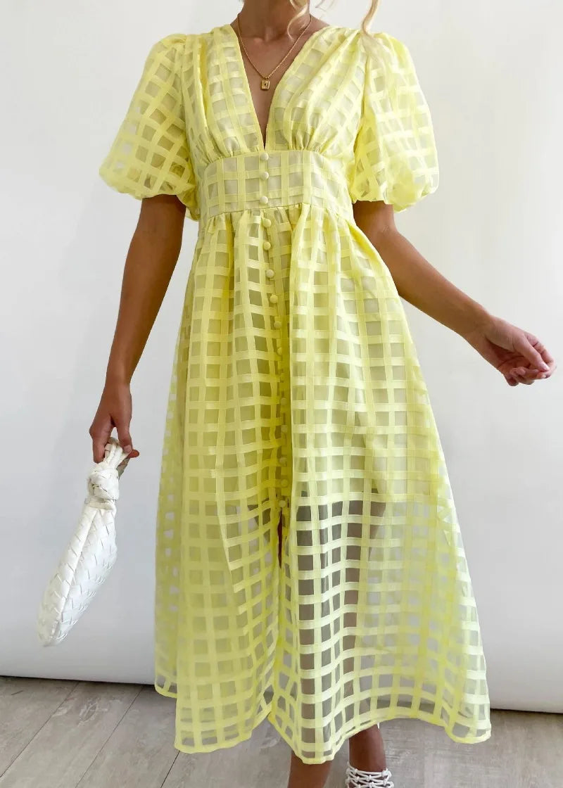 GR | Puffärmel Midi-Kleid