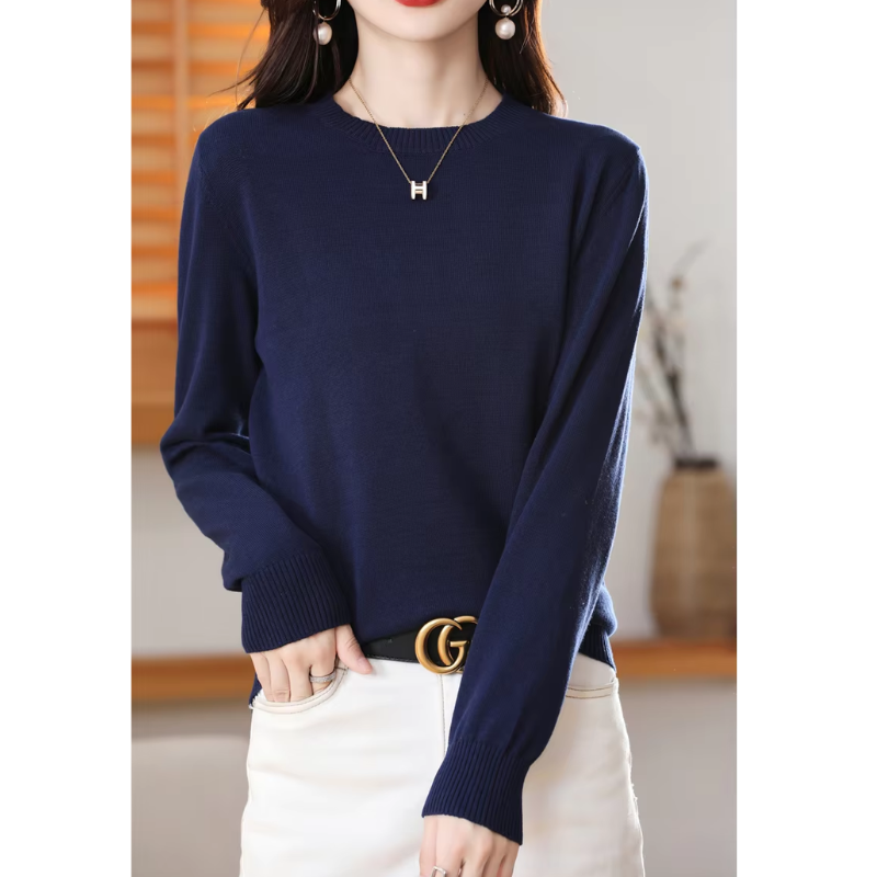 GR | Cashmere Pullover Damen Klassischer Rundhals, Weich & Atmungsaktiv