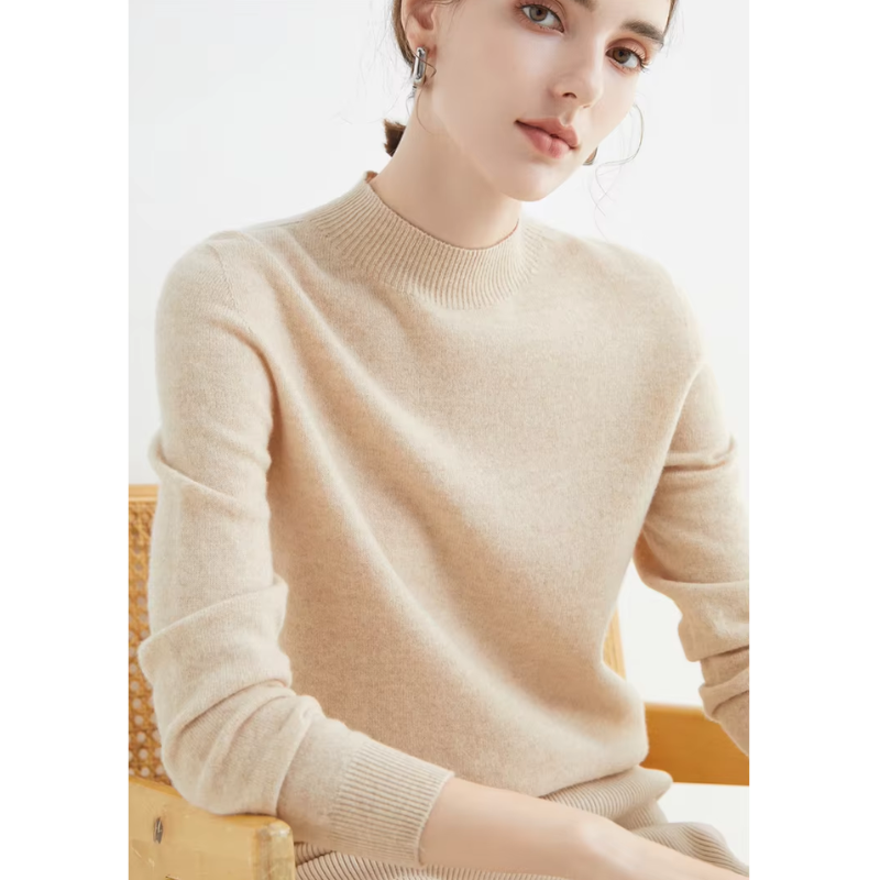 GR | Women's Cashmere Round Neck Sweater - Soft and Lightweight Knit Sweater
