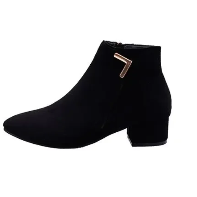 GR | Ankle boots with pointed toe and side zipper, women's ankle boots