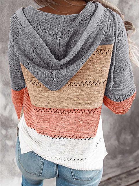 GR | Kontrastfarbige Strick Zip Leichtgewicht Hoodie