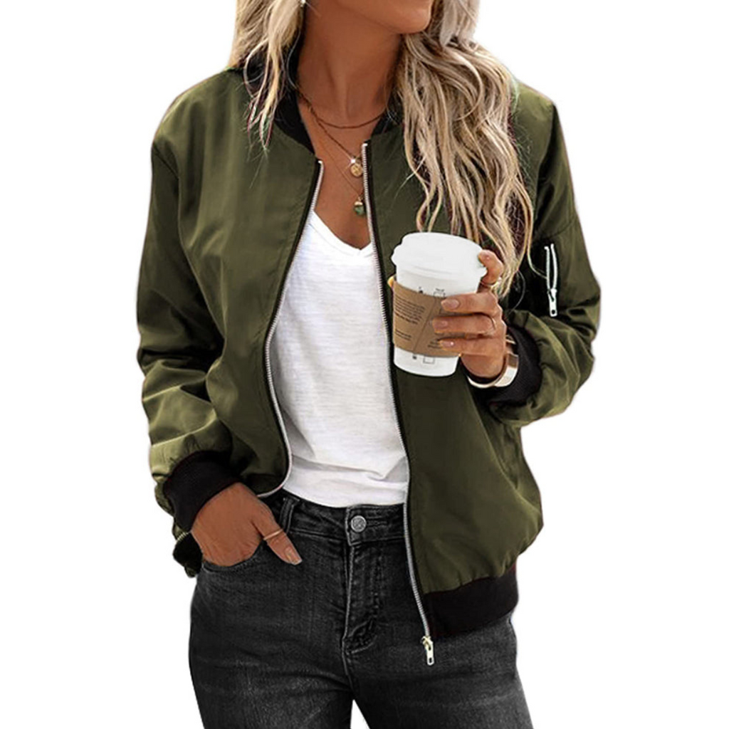 GR | Casual Zip Bomber Jacket for Women