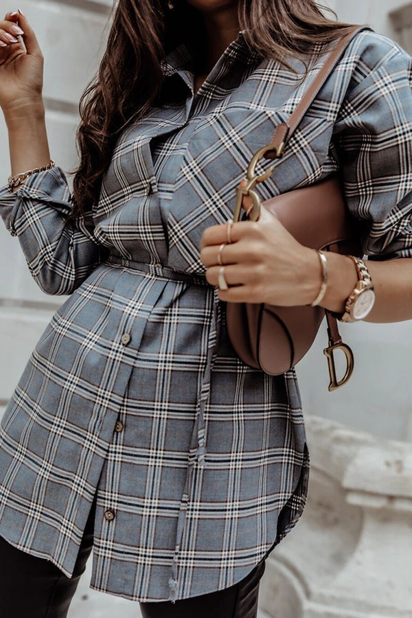 GR | Grab My Hand Checkered Button-Up Belt Shirt