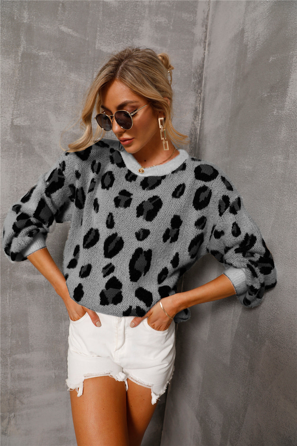 GR Große Größe Leopard Pullover