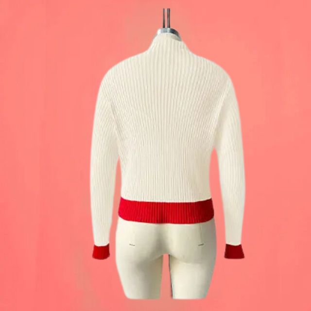 GR | Ribbed knit sweater with heart intarsia