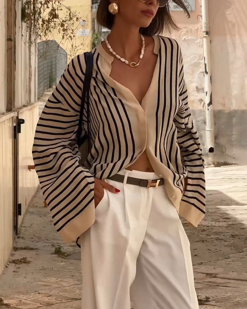 Casual striped shirt with slit