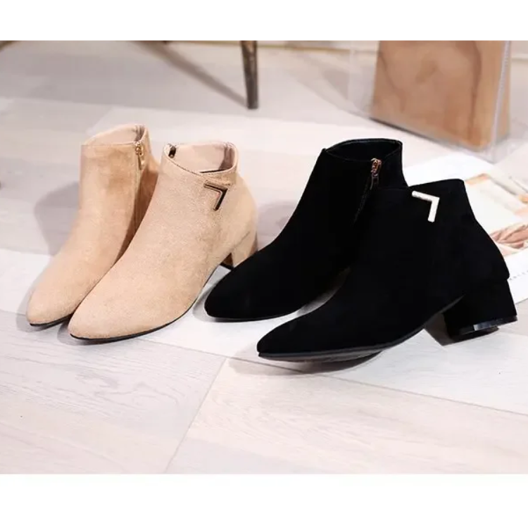 GR | Ankle boots with pointed toe and side zipper, women's ankle boots