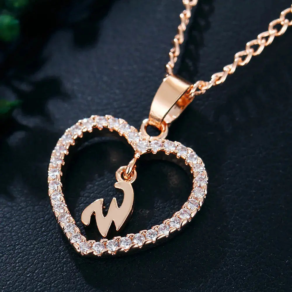 GR | Letter Zircon Love Necklace Jewelry Pendant
