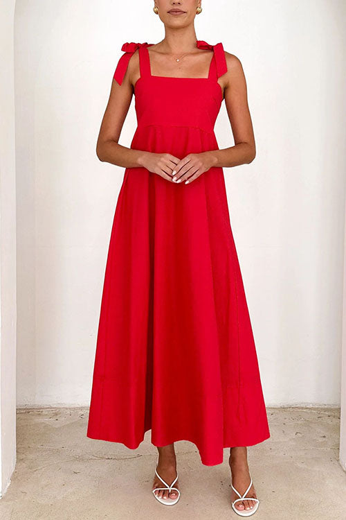 GR | Rosiedress Schleifen-Schulter Empire Taille Swing Maxi Cami Kleid