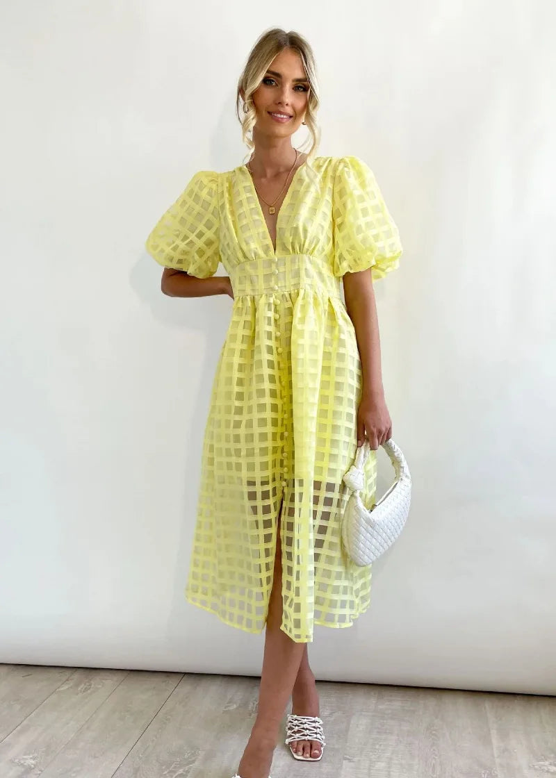 GR | Puffärmel Midi-Kleid