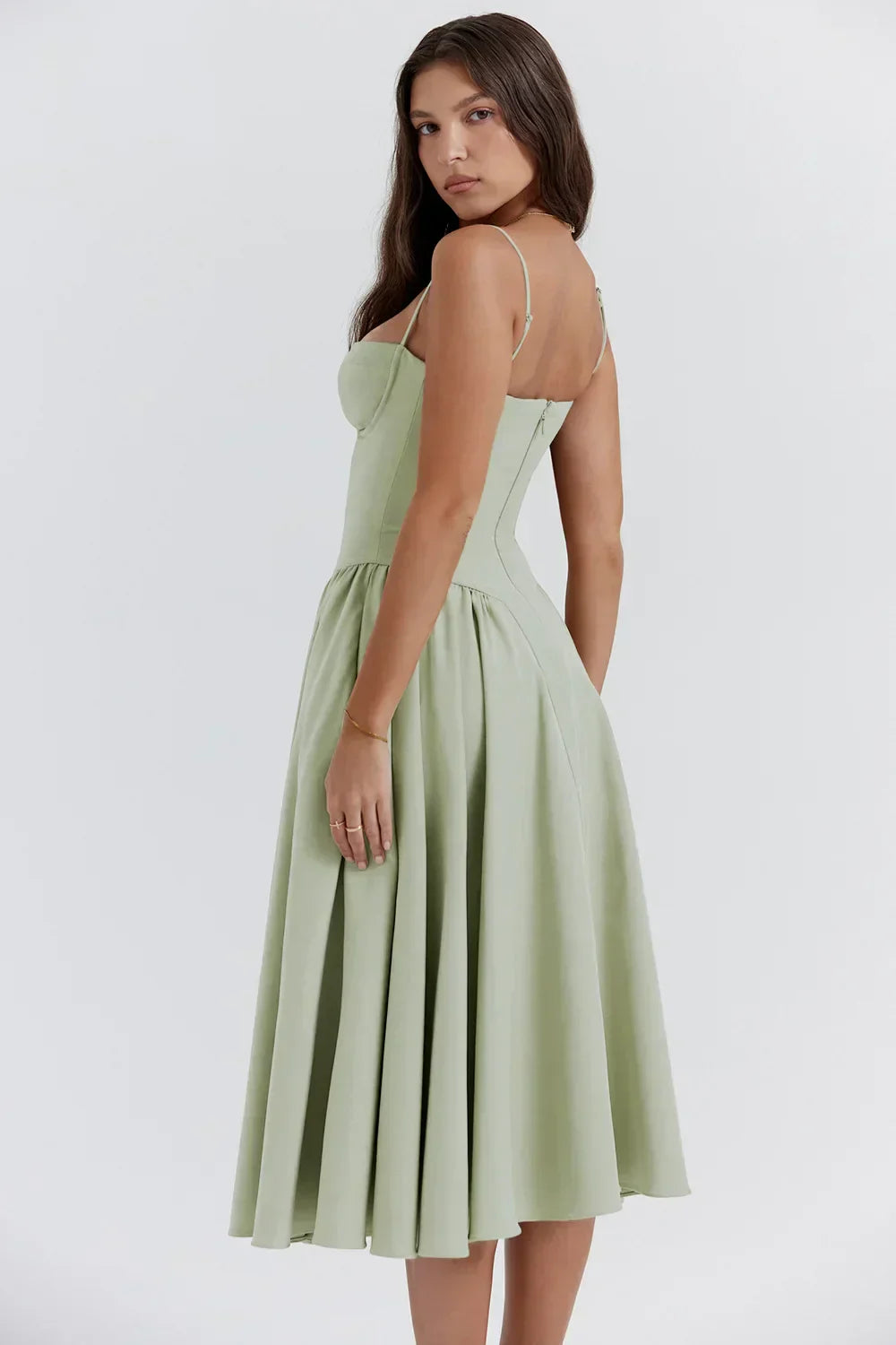 GR | Ärmelloses Midikleid Mit Korsett Passform