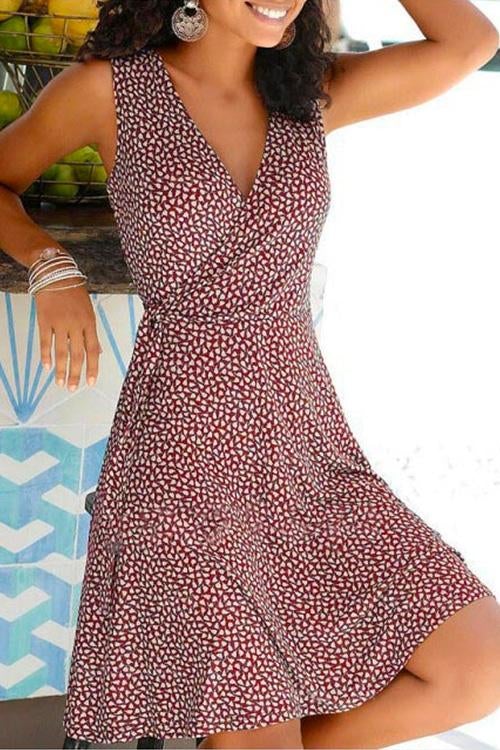 GR | Rosiedress Wrap V-Neck Printed Swing Tank Dress