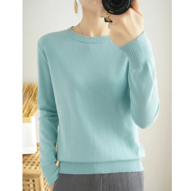 GR | Cashmere Pullover Damen Klassischer Rundhals, Weich & Atmungsaktiv