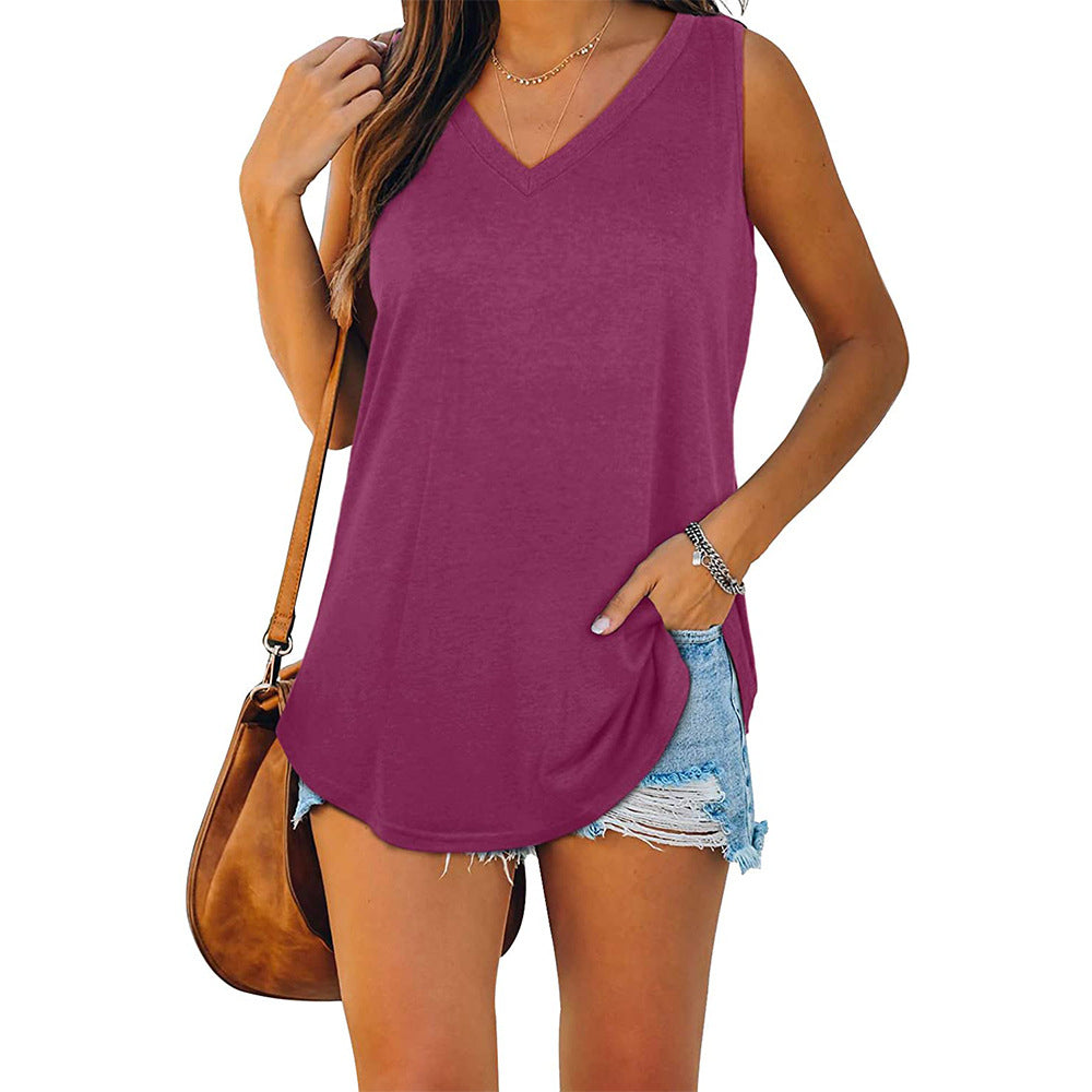 GR | Jersey tank top with V-neck