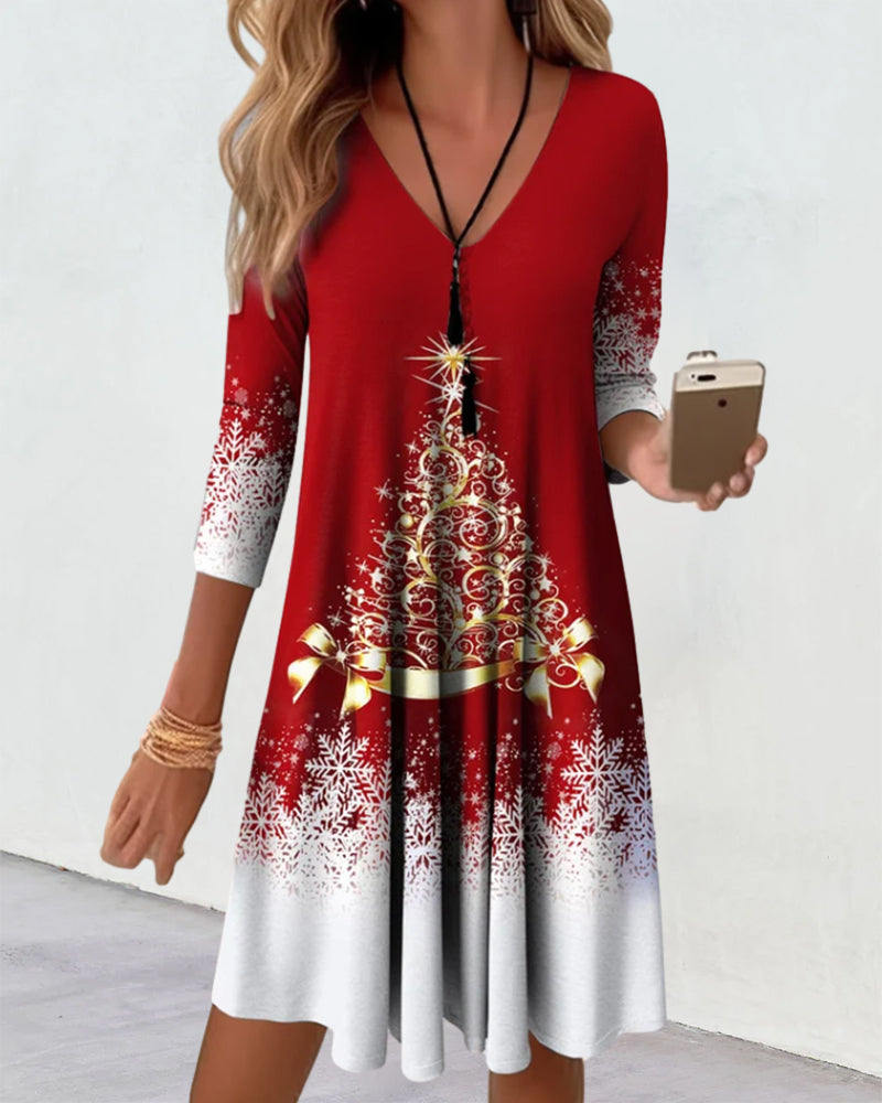 GR | Stylischer Charme V-Ausschnitt Winterkleid