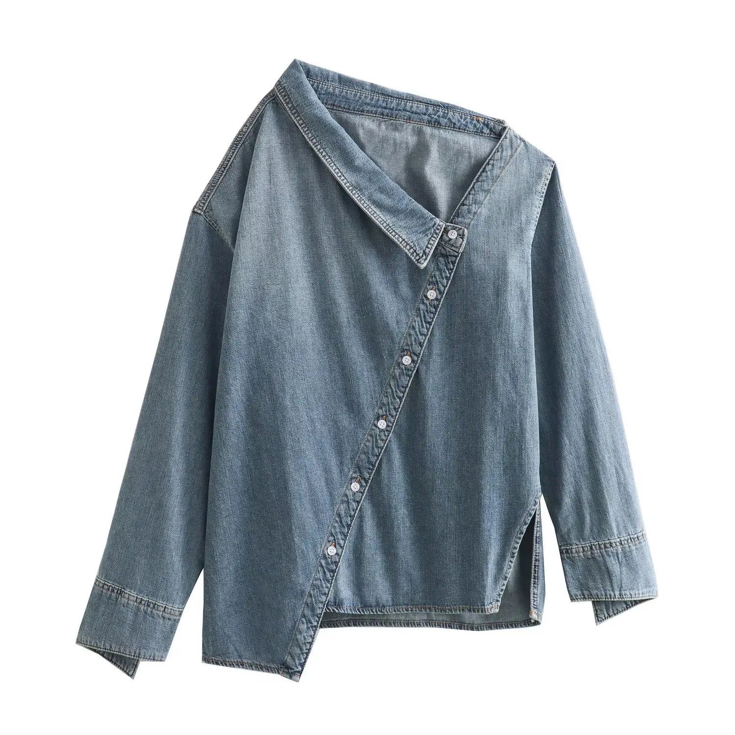 GR | Lässiges, Asymmetrisches Jeanshemd