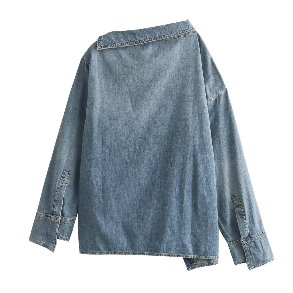 GR | Lässiges, Asymmetrisches Jeanshemd